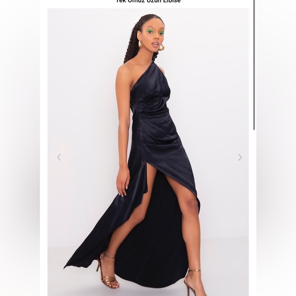 LARGE: BSL Siyah Asymmetrical black dress. Never worn. - Picture 2 of 6